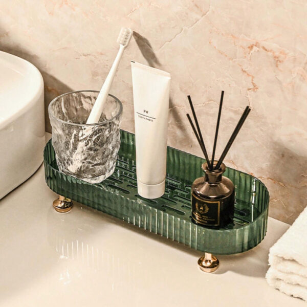 1/2 pièces Organisateur de maquillage, plateau de salle de bain de vanité, boîte de rangement de parfum de maquillage, plateau de rangement d'anneau de maquillage, plateau de table de toilette, étagère décorative organisateur de bijoux et de maquillage, support de rangement de cosmétiques de salle de bain, plateau de rangement et d'affichage de bureau pour la décoration de la maison, la salle de bain, le cadeau. – Image 27