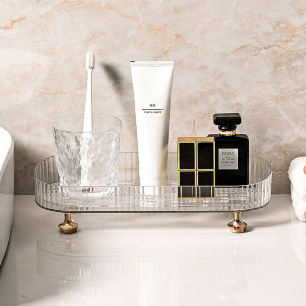1/2 pièces Organisateur de maquillage, plateau de salle de bain de vanité, boîte de rangement de parfum de maquillage, plateau de rangement d'anneau de maquillage, plateau de table de toilette, étagère décorative organisateur de bijoux et de maquillage, support de rangement de cosmétiques de salle de bain, plateau de rangement et d'affichage de bureau pour la décoration de la maison, la salle de bain, le cadeau. – Image 28