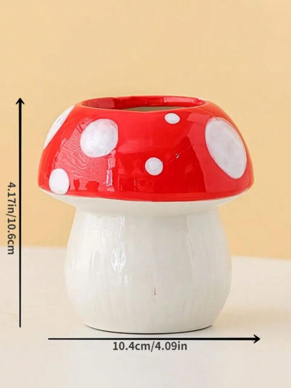 1 pièce Porte-crayon en forme de champignon en céramique mignon - organisateur de bureau pour pinceaux de maquillage et fournitures de bureau, design décoratif créatif pour étudiants et filles, support à stylo adorable pour fournitures et accessoires de bureau de couleur pastel – Image 15