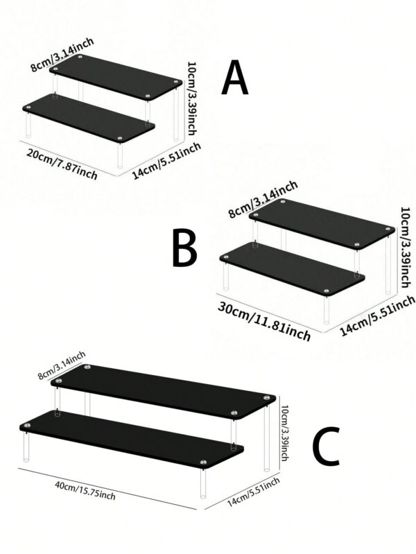 1 set de présentoir cosmétique multifonctionnel en acrylique, étagères de rangement noires minimalistes modernes pour la chambre, le salon, la cuisine – Image 4