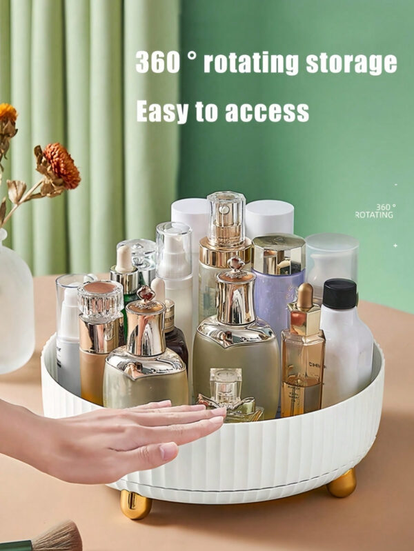 1 pièce Plateau de rangement cosmétique rotatif, organisateur de soins de la peau à grande capacité pivotant à 360 degrés, boîte de rangement pour maquillage et parfum, plateau de rangement cosmétique pour produits de beauté, plateau de rangement minimaliste pour coiffeuse – Image 2