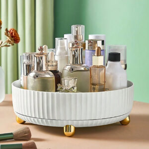 1 pièce Plateau de rangement cosmétique rotatif, organisateur de soins de la peau à grande capacité pivotant à 360 degrés, boîte de rangement pour maquillage et parfum, plateau de rangement cosmétique pour produits de beauté, plateau de rangement minimaliste pour coiffeuse