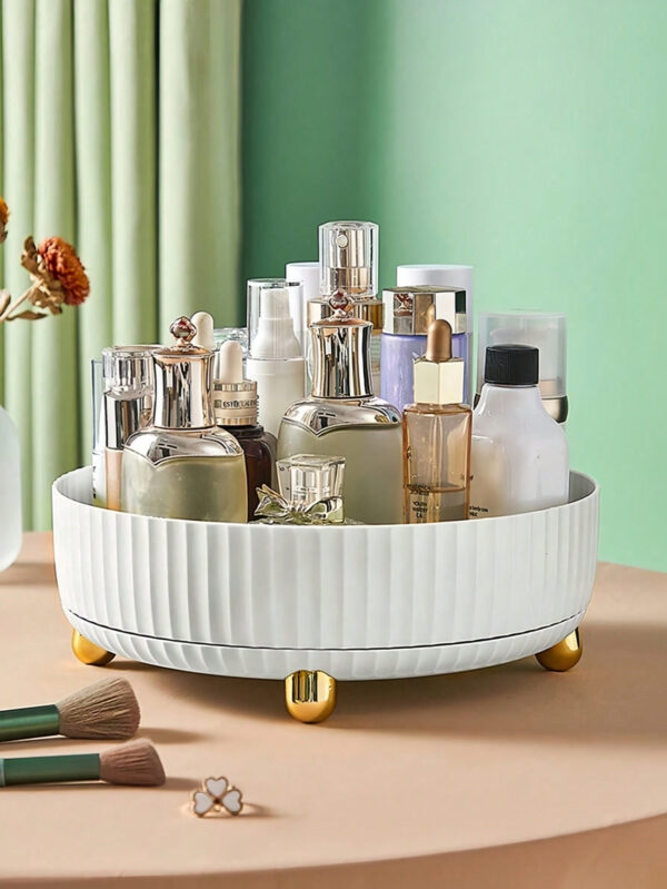 1 pièce Plateau de rangement cosmétique rotatif, organisateur de soins de la peau à grande capacité pivotant à 360 degrés, boîte de rangement pour maquillage et parfum, plateau de rangement cosmétique pour produits de beauté, plateau de rangement minimaliste pour coiffeuse – Image 3