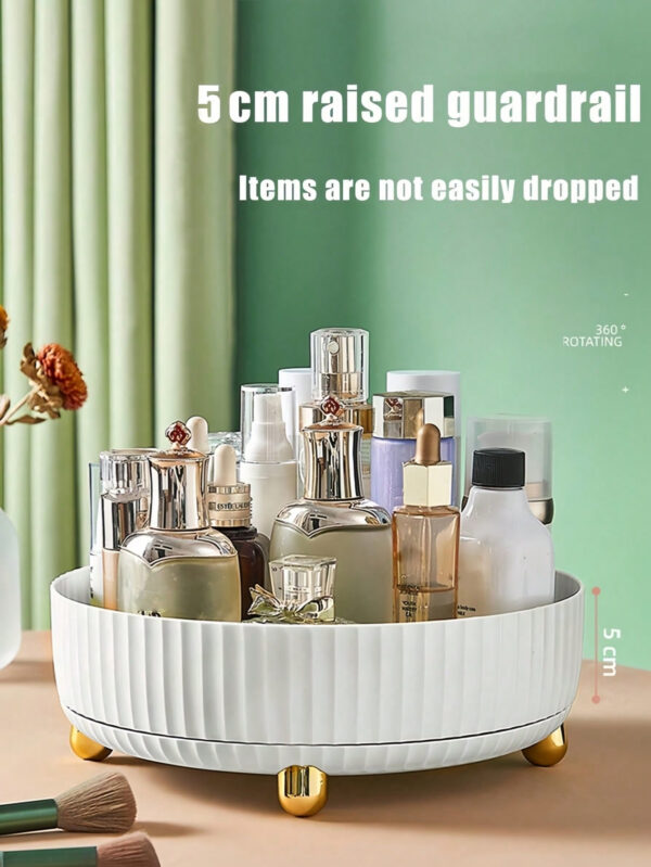 1 pièce Plateau de rangement cosmétique rotatif, organisateur de soins de la peau à grande capacité pivotant à 360 degrés, boîte de rangement pour maquillage et parfum, plateau de rangement cosmétique pour produits de beauté, plateau de rangement minimaliste pour coiffeuse – Image 5