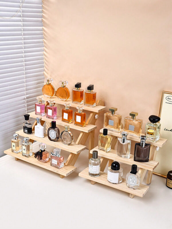 1 pièce Étagère de rangement en bois multi-niveaux, 2/3/4 niveaux pour rouge à lèvres, cosmétiques, parfum, colliers, boucles d'oreilles, bracelets, convient pour l'affichage de boîtes surprise, figurines, modèles, organisation de bureau – Image 2