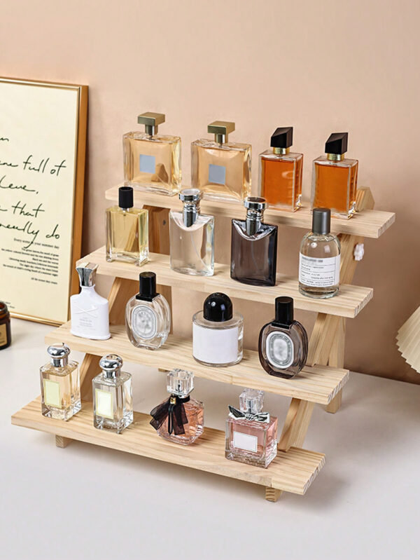 1 pièce Étagère de rangement en bois multi-niveaux, 2/3/4 niveaux pour rouge à lèvres, cosmétiques, parfum, colliers, boucles d'oreilles, bracelets, convient pour l'affichage de boîtes surprise, figurines, modèles, organisation de bureau – Image 3