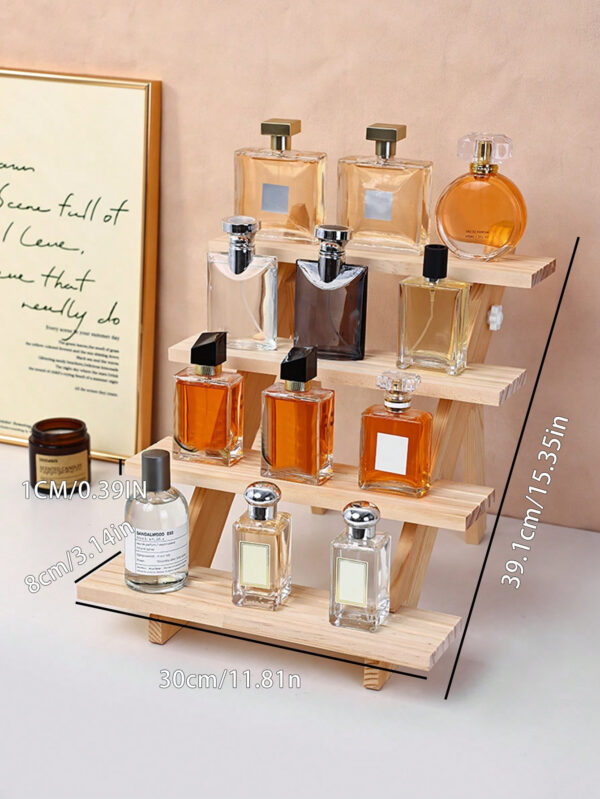1 pièce Étagère de rangement en bois multi-niveaux, 2/3/4 niveaux pour rouge à lèvres, cosmétiques, parfum, colliers, boucles d'oreilles, bracelets, convient pour l'affichage de boîtes surprise, figurines, modèles, organisation de bureau – Image 4