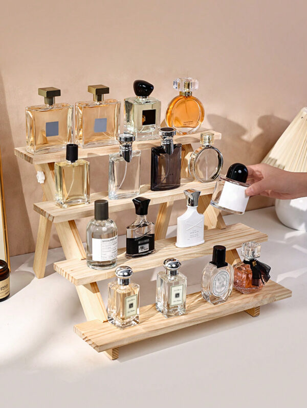 1 pièce Étagère de rangement en bois multi-niveaux, 2/3/4 niveaux pour rouge à lèvres, cosmétiques, parfum, colliers, boucles d'oreilles, bracelets, convient pour l'affichage de boîtes surprise, figurines, modèles, organisation de bureau – Image 5