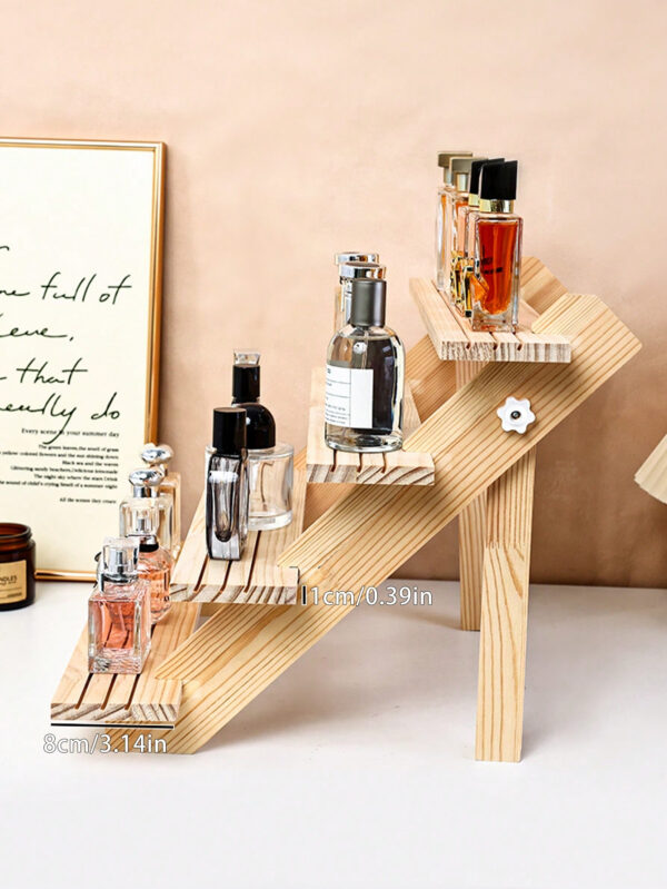1 pièce Étagère de rangement en bois multi-niveaux, 2/3/4 niveaux pour rouge à lèvres, cosmétiques, parfum, colliers, boucles d'oreilles, bracelets, convient pour l'affichage de boîtes surprise, figurines, modèles, organisation de bureau – Image 9