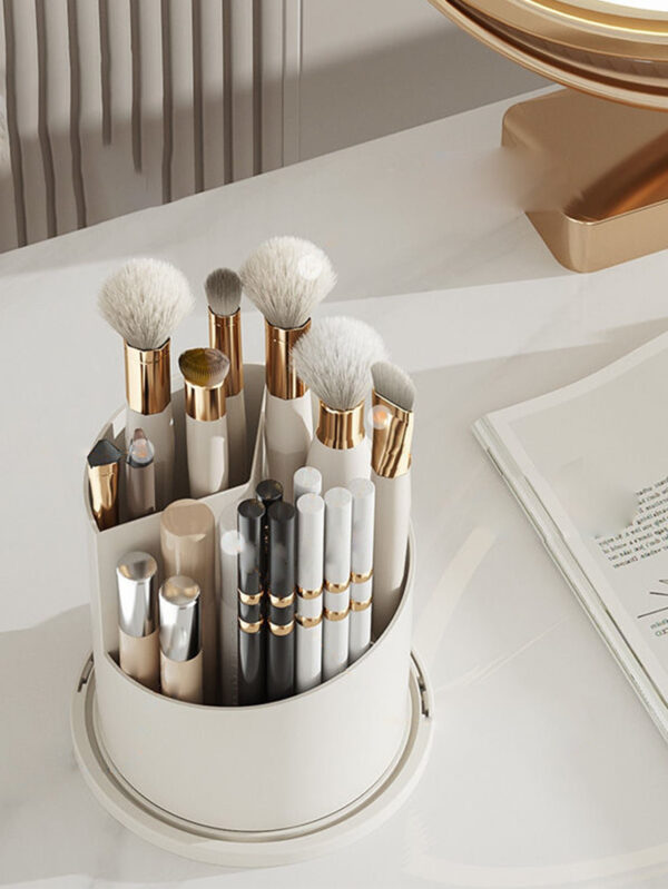 1 pièce Plastique Transparent Organisateur Cosmétique Avec Rotatif Cage À Oiseaux design Pour Rouge À Lèvres , Fard À Paupières , Fond De Teint , Pinceau Maquillage Et Autre Beauté Produits Équipé Avec Couverture À Protection Poussière , Humidité , Brouillard Et Robuste Et durable À Et – Image 7