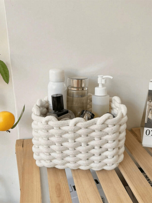 1 pièce Boîte de rangement cosmétique tissée à la main pour brosses, produits de soins de la peau et de maquillage, rouges à lèvres, ombres à paupières, organiseur de bureau, vitrine et organisateur de coiffeuse – Image 6