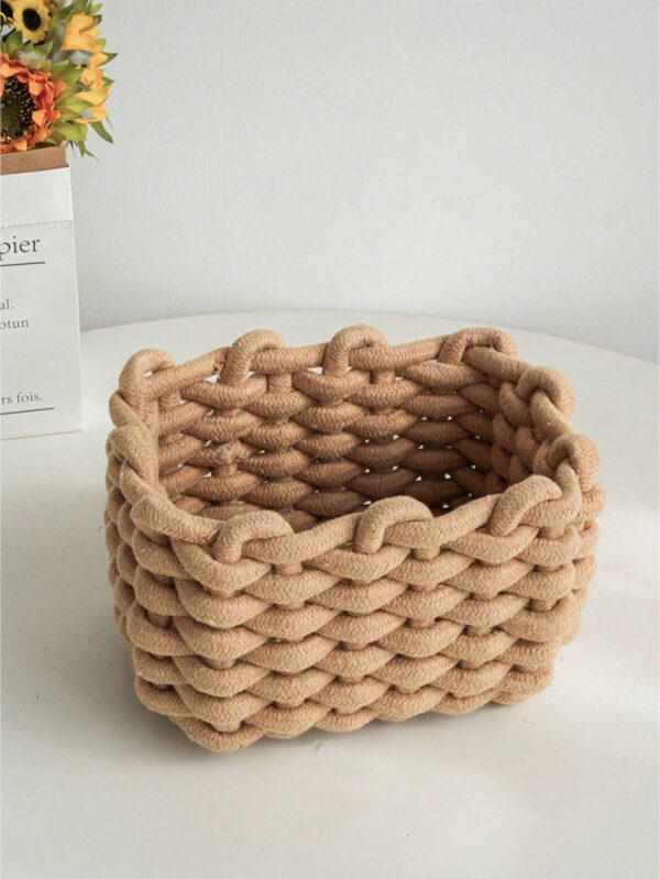 1 pièce Boîte de rangement cosmétique tissée à la main pour brosses, produits de soins de la peau et de maquillage, rouges à lèvres, ombres à paupières, organiseur de bureau, vitrine et organisateur de coiffeuse – Image 10