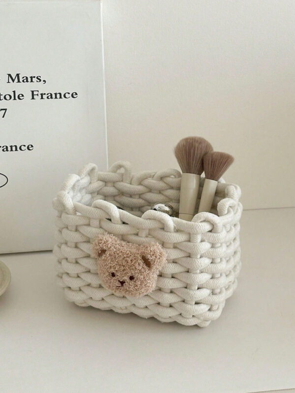 1 pièce Boîte de rangement cosmétique tissée à la main pour brosses, produits de soins de la peau et de maquillage, rouges à lèvres, ombres à paupières, organiseur de bureau, vitrine et organisateur de coiffeuse – Image 17