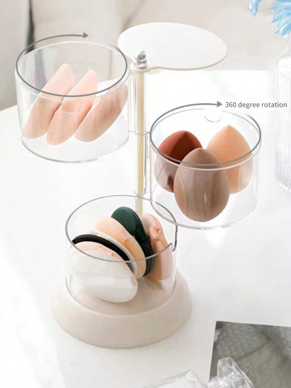 SHEIN Basic living Boîte de rangement pour cosmétiques multicouche à rotation 360 °, de grande capacité, anti-poussière 1 pièce – Image 2