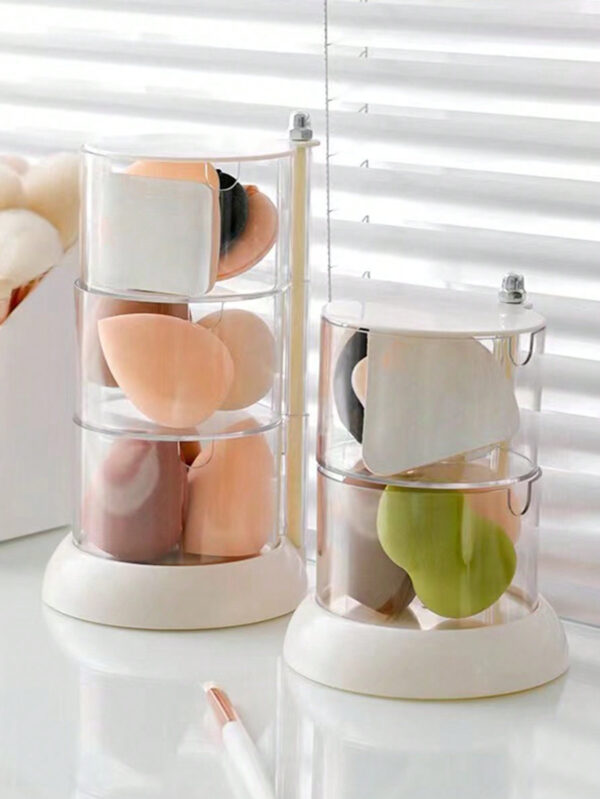 SHEIN Basic living Boîte de rangement pour cosmétiques multicouche à rotation 360 °, de grande capacité, anti-poussière 1 pièce – Image 3