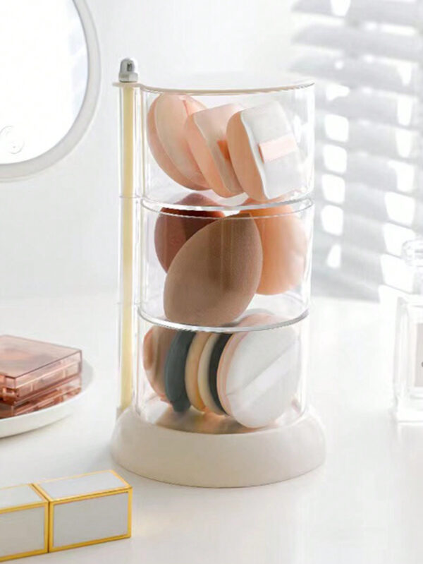 SHEIN Basic living Boîte de rangement pour cosmétiques multicouche à rotation 360 °, de grande capacité, anti-poussière 1 pièce – Image 4
