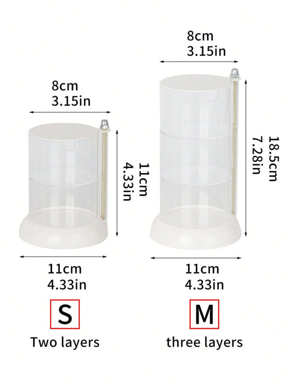 SHEIN Basic living Boîte de rangement pour cosmétiques multicouche à rotation 360 °, de grande capacité, anti-poussière 1 pièce – Image 5