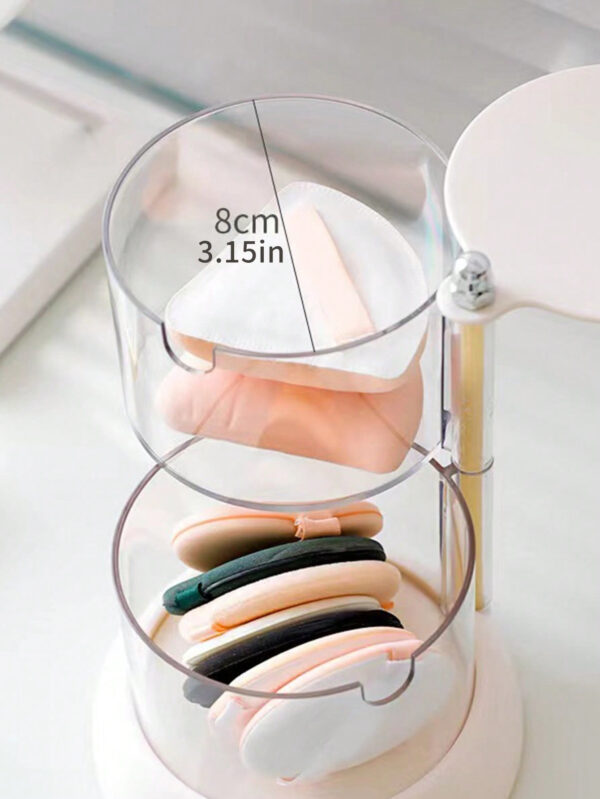 SHEIN Basic living Boîte de rangement pour cosmétiques multicouche à rotation 360 °, de grande capacité, anti-poussière 1 pièce – Image 6