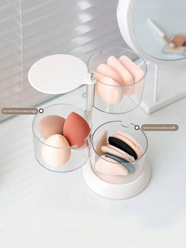 SHEIN Basic living Boîte de rangement pour cosmétiques multicouche à rotation 360 °, de grande capacité, anti-poussière 1 pièce – Image 7