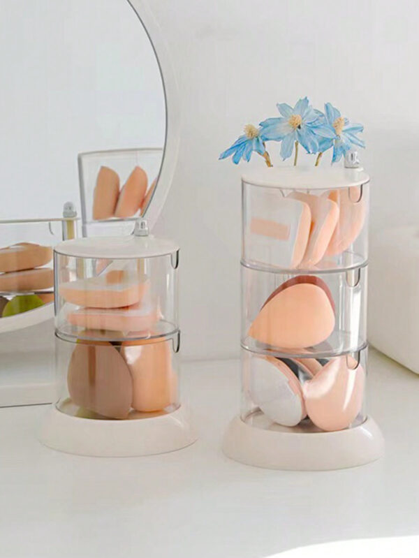 SHEIN Basic living Boîte de rangement pour cosmétiques multicouche à rotation 360 °, de grande capacité, anti-poussière 1 pièce – Image 8