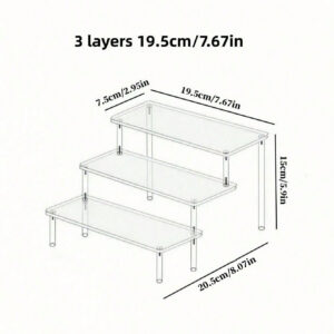 1 pièce Étagère d'affichage en acrylique, organisateur de parfum 1-5 niveaux, support de rangement de forme trapézoïdale pour la maison, présentoir pour bijoux et cosmétiques pour la décoration et l'organisation, organisateur transparent à plusieurs niveaux pour gâteau