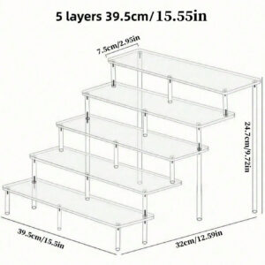 1 pièce Étagère d'affichage en acrylique, organisateur de parfum 1-5 niveaux, support de rangement de forme trapézoïdale pour la maison, présentoir pour bijoux et cosmétiques pour la décoration et l'organisation, organisateur transparent à plusieurs niveaux pour gâteau