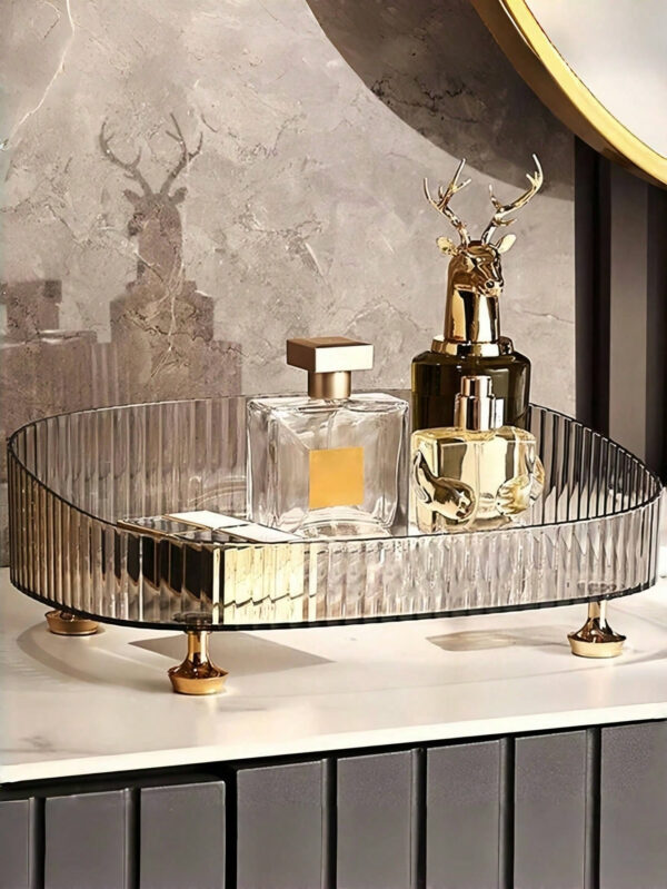 1/2 pièces Boîte de rangement multifonction pour bureau, organiseur de maquillage transparent avec pieds, organiseur de parfum, plateau de vanité, plateau de cosmétiques et de soins de la peau, plateau organisateur de comptoir pour la salle de bain, transparent