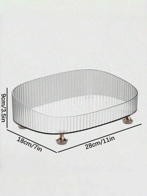 1/2 pièces Boîte de rangement multifonction pour bureau, organiseur de maquillage transparent avec pieds, organiseur de parfum, plateau de vanité, plateau de cosmétiques et de soins de la peau, plateau organisateur de comptoir pour la salle de bain, transparent – Image 3