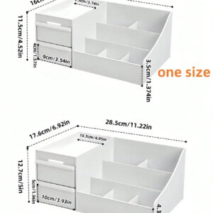 Grande boîte de rangement de cosmétiques de bureau à grande capacité, boîte de rangement avec tiroir et grille, décoration de pièce, boîte décorative pour table de maquillage de la maison, boîte de rangement de fournitures de bureau, boîte de rangement de cosmétiques pour l'école et la chambre, boîte de rangement de petits bijoux, fournitures pour filles à Noël et Halloween