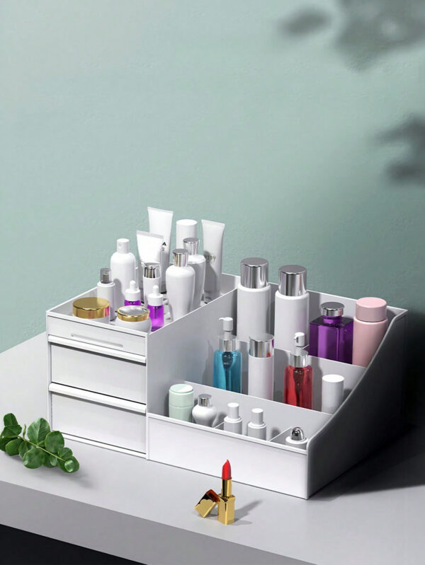 Grande boîte de rangement de cosmétiques de bureau à grande capacité, boîte de rangement avec tiroir et grille, décoration de pièce, boîte décorative pour table de maquillage de la maison, boîte de rangement de fournitures de bureau, boîte de rangement de cosmétiques pour l'école et la chambre, boîte de rangement de petits bijoux, fournitures pour filles à Noël et Halloween – Image 5