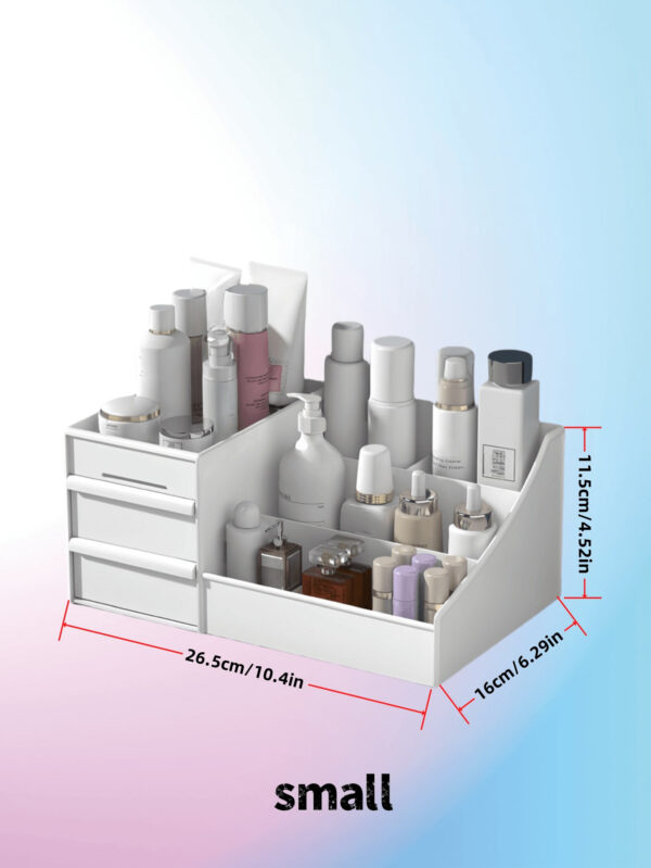 Grande boîte de rangement de cosmétiques de bureau à grande capacité, boîte de rangement avec tiroir et grille, décoration de pièce, boîte décorative pour table de maquillage de la maison, boîte de rangement de fournitures de bureau, boîte de rangement de cosmétiques pour l'école et la chambre, boîte de rangement de petits bijoux, fournitures pour filles à Noël et Halloween – Image 8