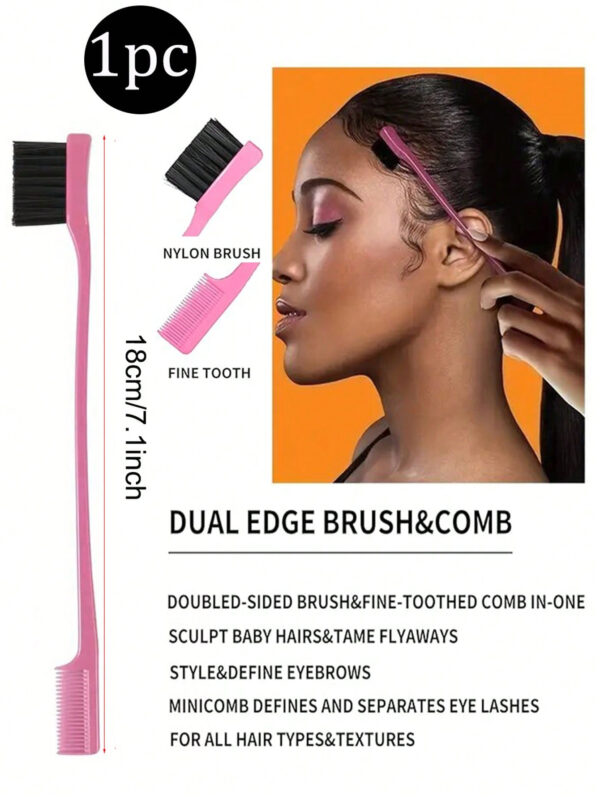 IKT Ensemble De 4 Peignes De Coiffure (1 Brosse Rose Double Face Pour Bord, 2 Peignes À Queue Rose Et 1 Bâton De Cire Pour Cheveux De 75g/2.7oz) – Image 3