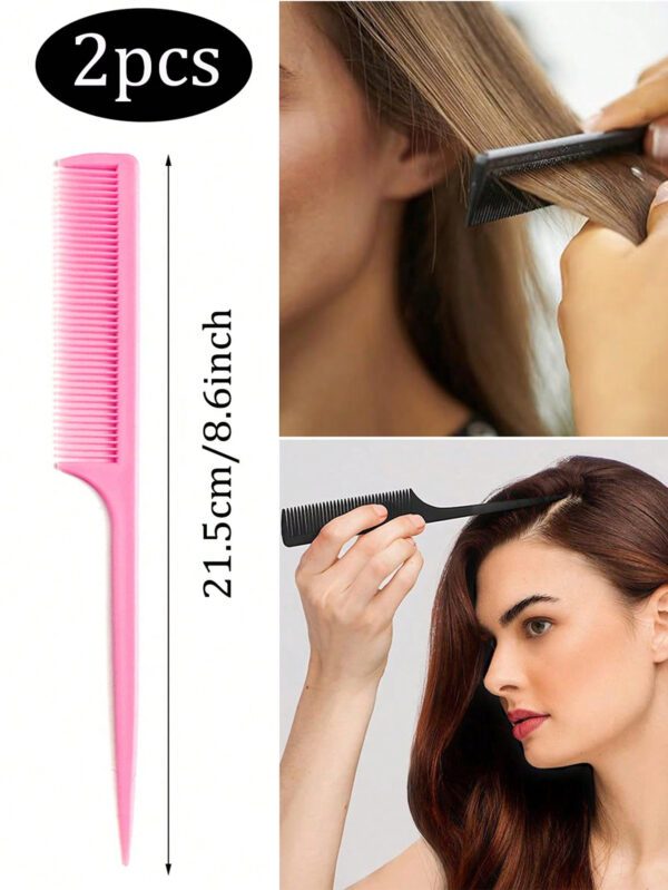 IKT Ensemble De 4 Peignes De Coiffure (1 Brosse Rose Double Face Pour Bord, 2 Peignes À Queue Rose Et 1 Bâton De Cire Pour Cheveux De 75g/2.7oz) – Image 4