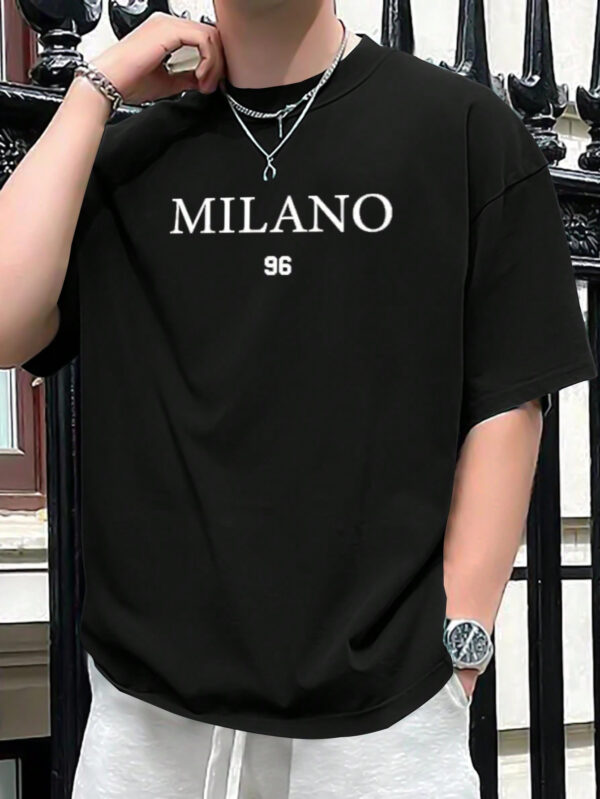 Manfinity Homme T-shirt D'été À Manches Courtes Imprimé De Lettres Et De Chiffres Pour Homme – Image 2