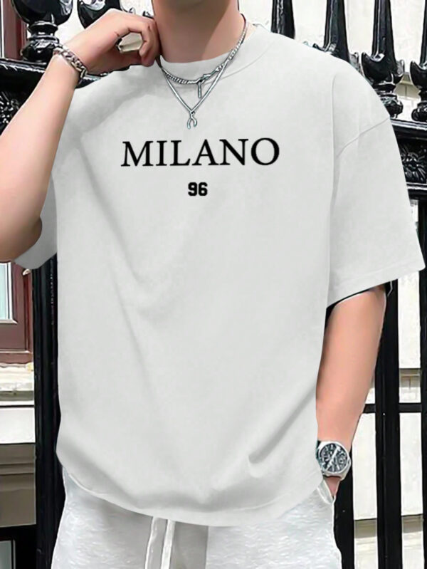 Manfinity Homme T-shirt D'été À Manches Courtes Imprimé De Lettres Et De Chiffres Pour Homme – Image 3