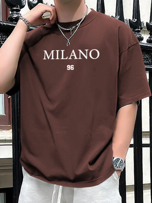 Manfinity Homme T-shirt D'été À Manches Courtes Imprimé De Lettres Et De Chiffres Pour Homme – Image 4