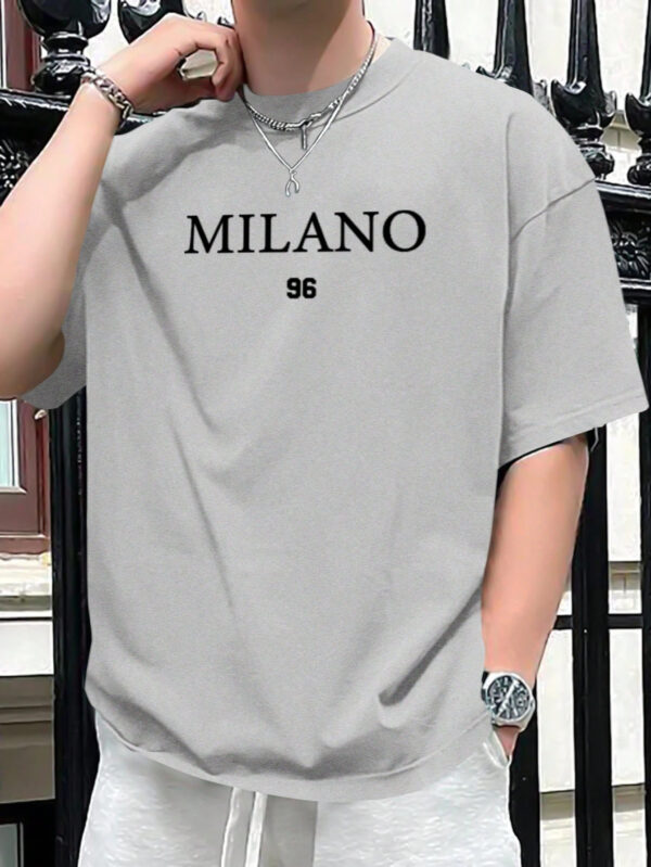 Manfinity Homme T-shirt D'été À Manches Courtes Imprimé De Lettres Et De Chiffres Pour Homme – Image 9