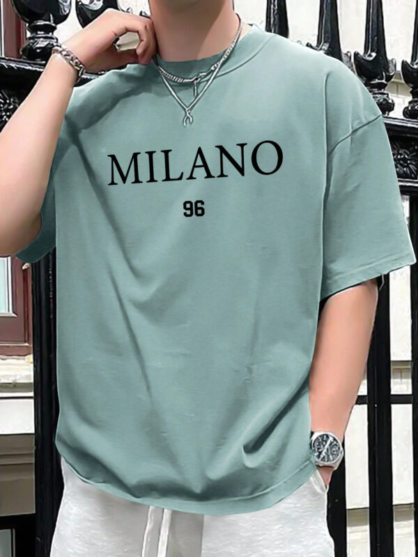 Manfinity Homme T-shirt D'été À Manches Courtes Imprimé De Lettres Et De Chiffres Pour Homme – Image 13