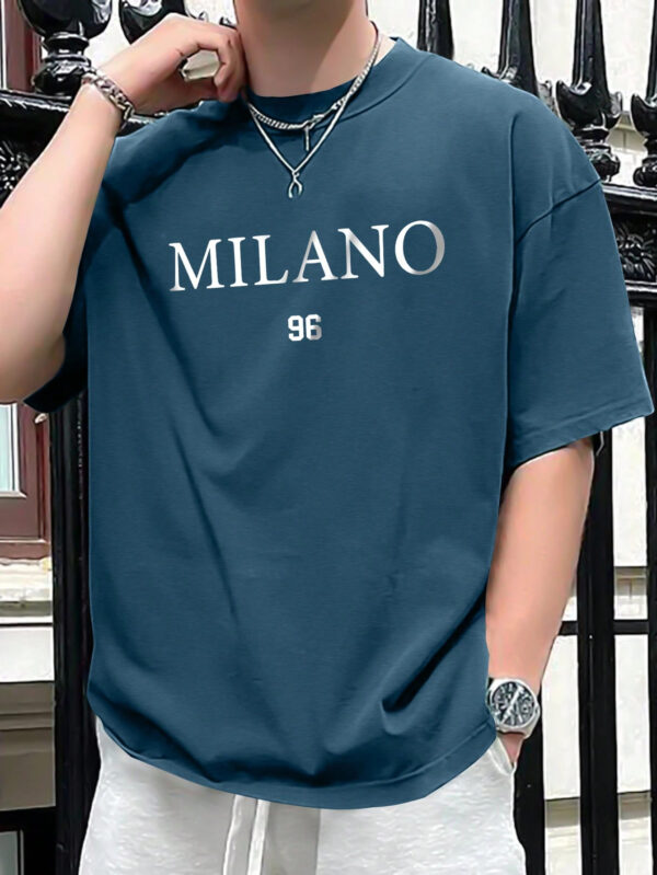 Manfinity Homme T-shirt D'été À Manches Courtes Imprimé De Lettres Et De Chiffres Pour Homme – Image 14