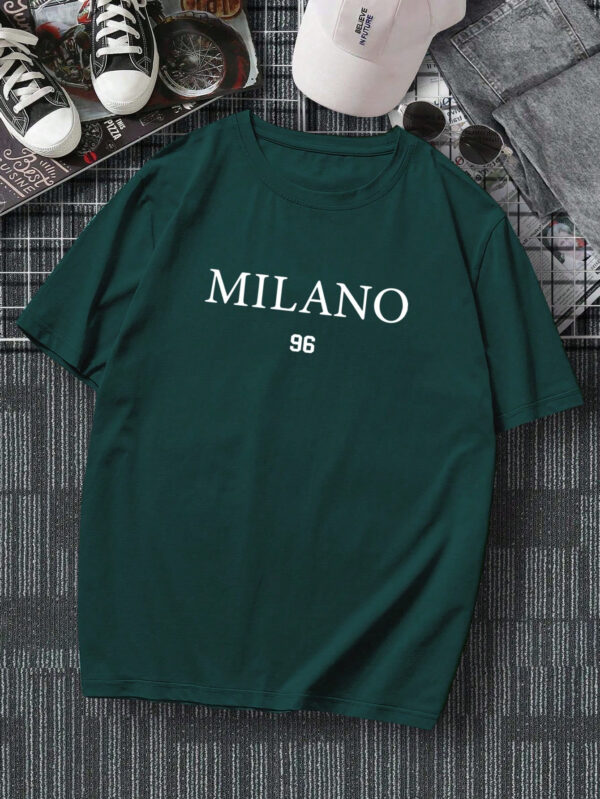 Manfinity Homme T-shirt D'été À Manches Courtes Imprimé De Lettres Et De Chiffres Pour Homme – Image 19