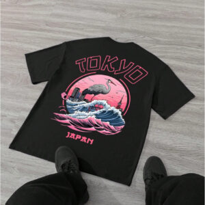 Manfinity Homme T-shirt casual à manches courtes avec graphique du coucher de soleil romantique de Tokyo, pour les hommes, pour les amis