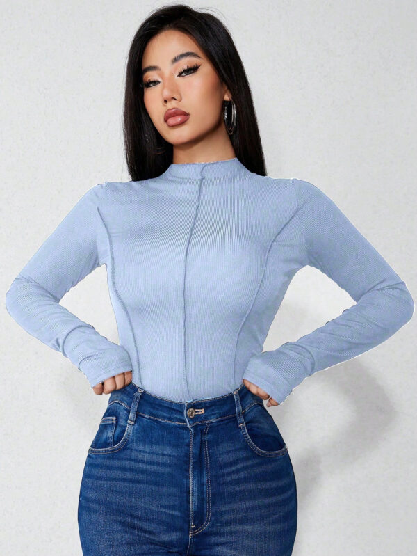 SHEIN Relaxiva Body Femme À Col Montant À Manches Longues