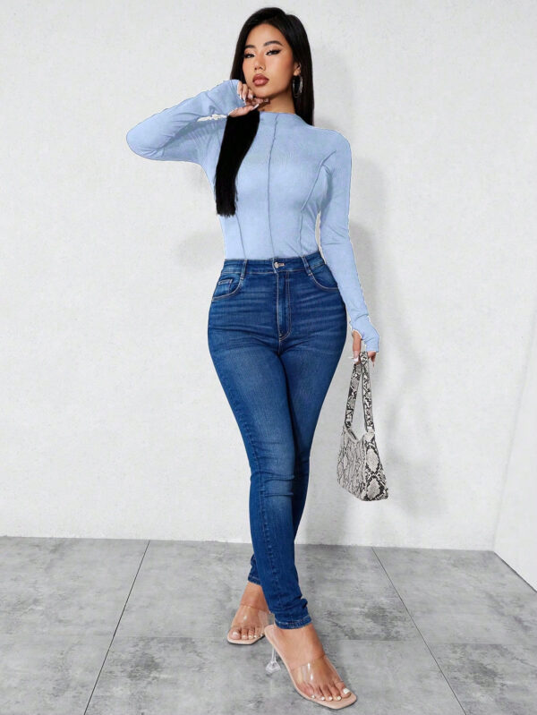 SHEIN Relaxiva Body Femme À Col Montant À Manches Longues – Image 5