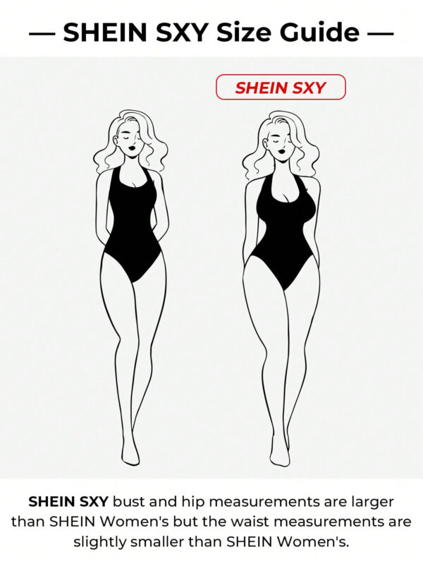 SHEIN SXY Body Slim Fit Col Carré Avec Manches Noir – Image 12