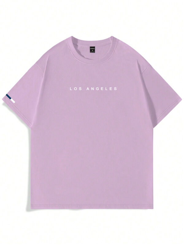 Manfinity Homme T-shirt décontracté à manches courtes et col rond imprimé de lettres pour hommes en été – Image 14