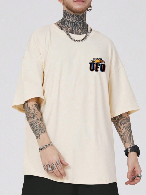 ROMWE Street Life T-shirt à manches tombantes avec graphique de dessin animé et slogan pour hommes, école – Image 8