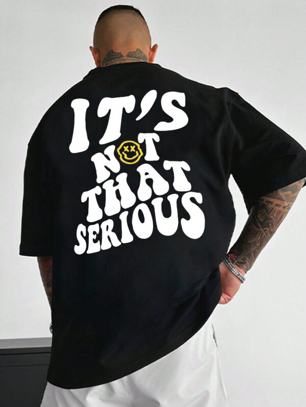 T-shirt Ample Pour Homme À Col Rond Avec Impression De Lettres Pour Un Port Décontracté Quotidien, Été – Image 2