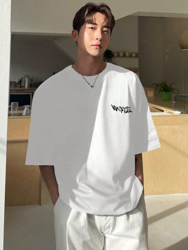 DAZY T-shirt d'été décontracté pour homme avec impression de lettre, col rond et manches courtes