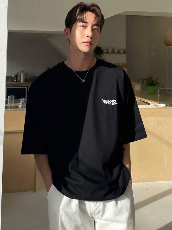 DAZY T-shirt d'été décontracté pour homme avec impression de lettre, col rond et manches courtes – Image 2