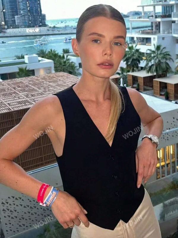 Gilet décontracté pour femmes, blazer sans manches, veste de tailleur simple de couleur unie, débardeur court ajusté pour tenue de travail quotidienne – Image 6